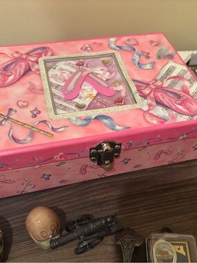 Pink Ballerina Jewelry Box with Ballet Slipper Motif